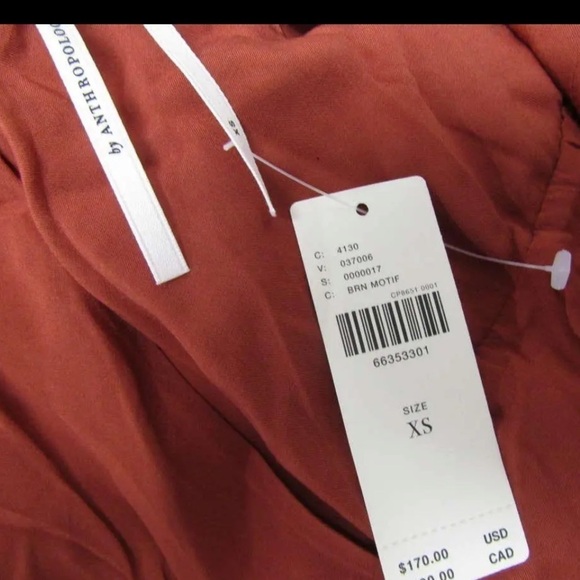 NWT BY ANTHROPOLOGIE Ruffle Sleeve Printed Wrap Maxi Dress Mauve XS - Picture 9 of 9